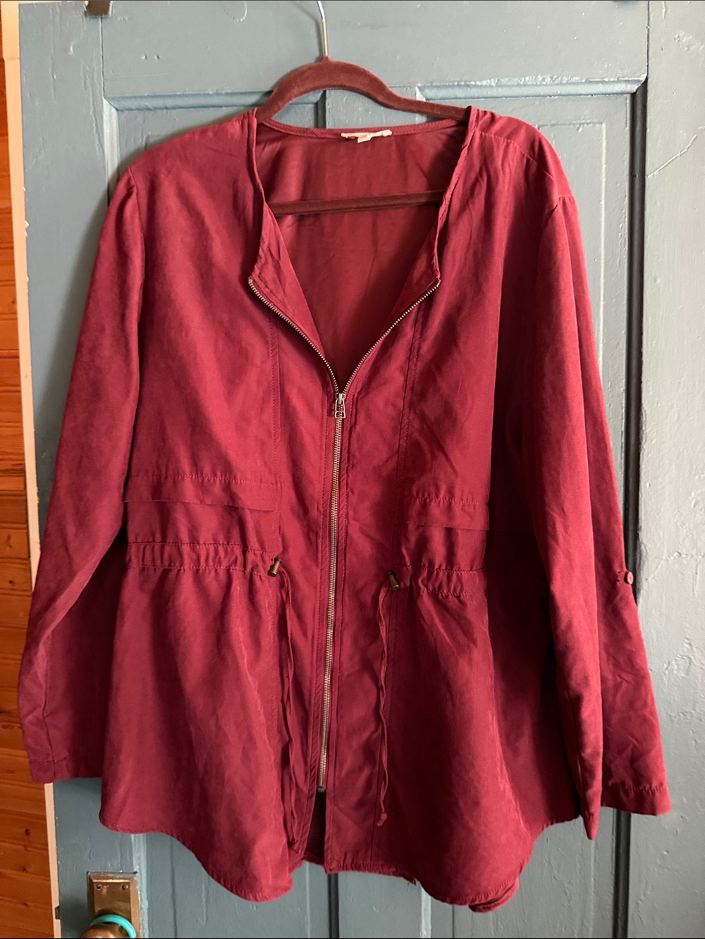 Maurices Burgundy Zip-Front Utility Jacket